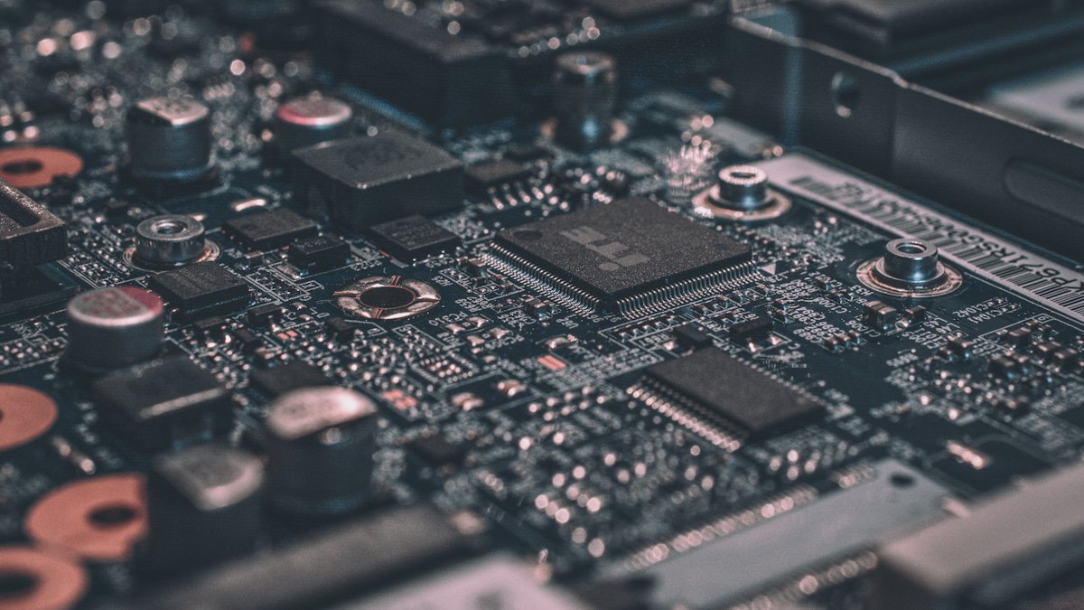 Circuit board close-up, topical technology image